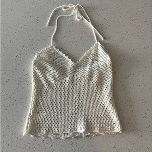 Aritzia Wilfred crochet knit halter tank